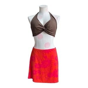 Y2K Express Orange and pink tropical skirt - med